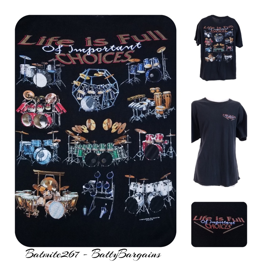 Drums XL T-Shirt Life Choices Drummer Rock Tee